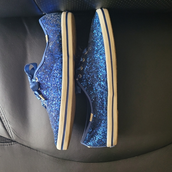 Kate Spade Keds Blue Glitter Sneakers Size 8.5 - Picture 7 of 7